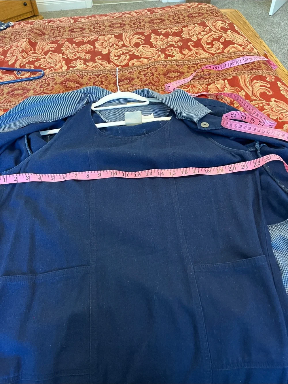 Koret City Blues Vintage Denim Navy Jacket and Dress Set with One Side Slit